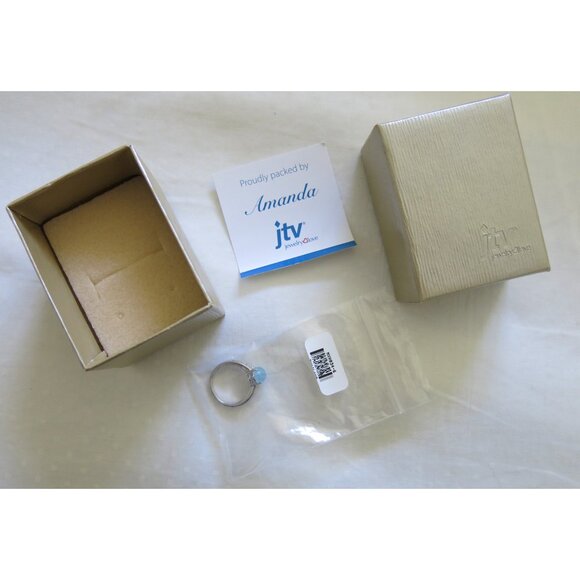 NWT $88 Blue Aquamarine With Rhodium Over Sterling Silver Ring Size 6 - Picture 9 of 12